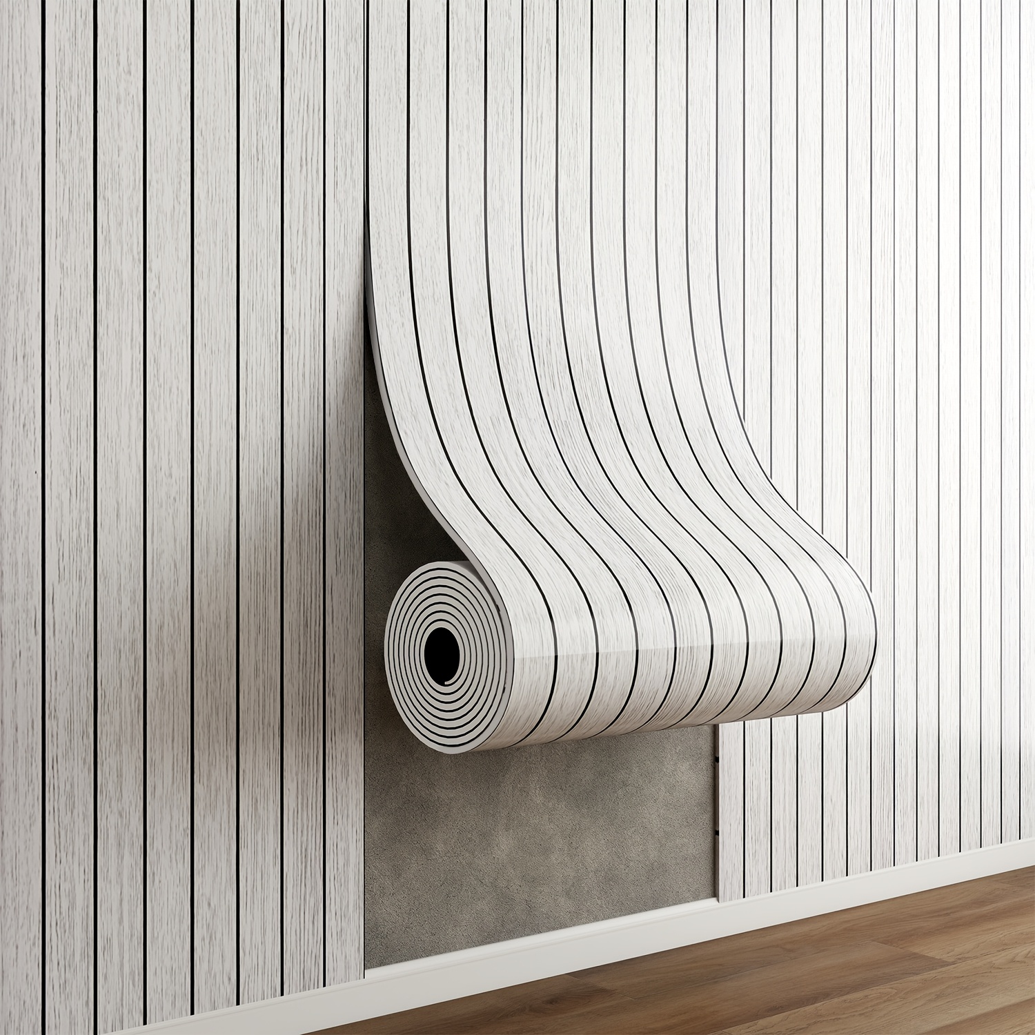 TEMU 3d Striped Wood Wall Panels - Self-adhesive Wall Sticker, Peel And Stick Sound Insulation Wall Panels, For Projects, Perfect For Walls, Ceilings