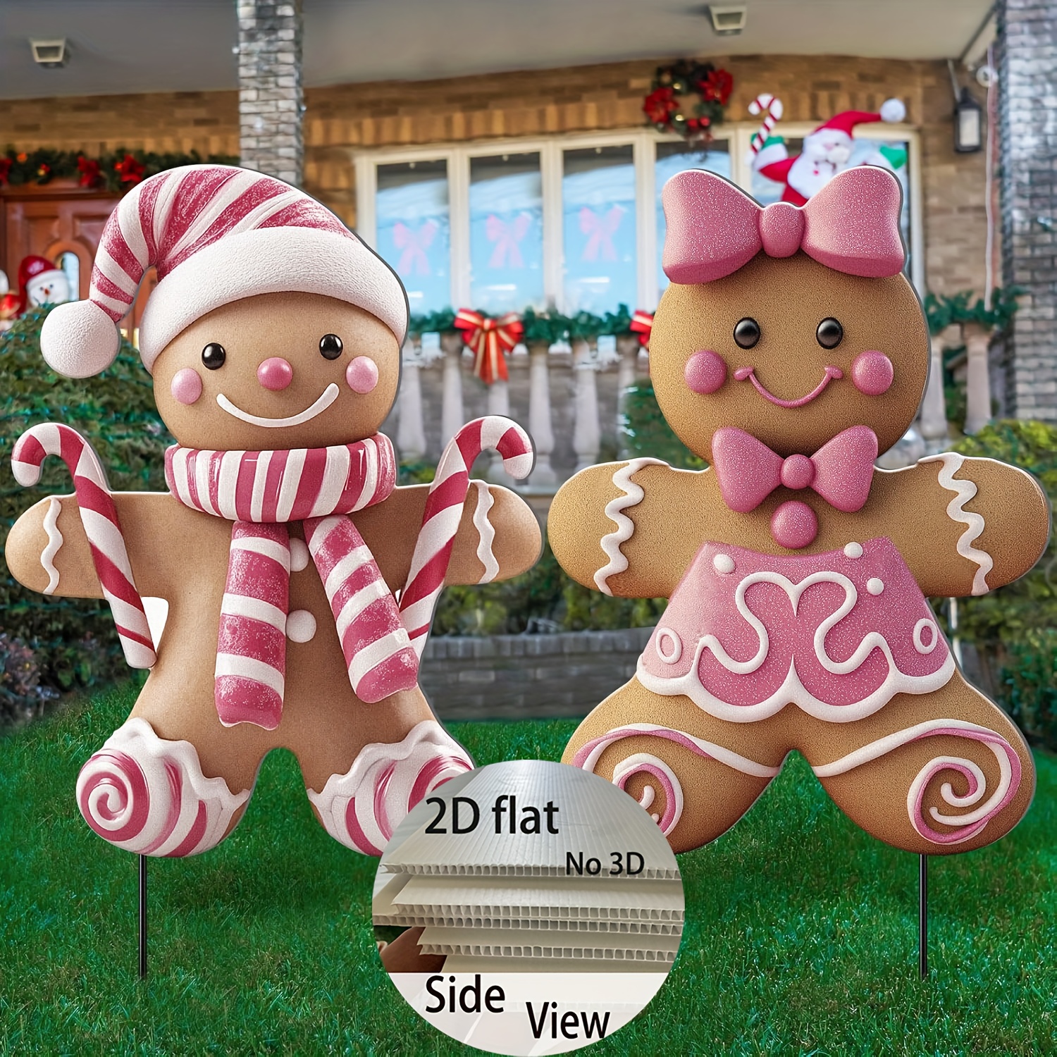 Image of 2 Pack Christmas Yard Sign Christmas Outdoor Decorations For Outside Holiday Xmas Winter Ornament Lawn Pathway Garden