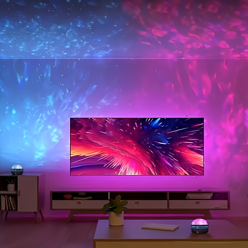 led projector 2 in 1 northern lights ocean wave night lamp with remote 14 vibrant effects powered via supplied cable ideal for bedroom game room home theater decor   relaxation details 3