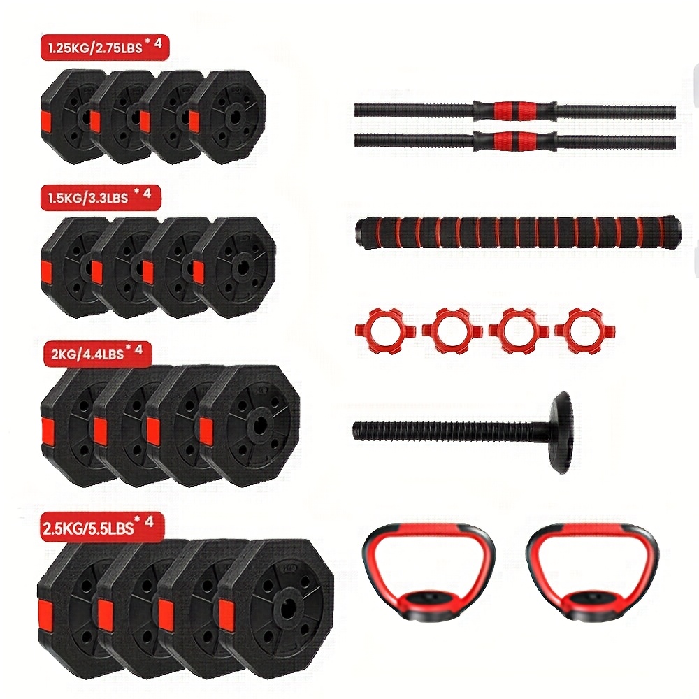 Adjustable Dumbbells - 66lbs/ 30kg Free Weight Set With Connector, 4 In 1 Free Weights Dumbbells For Barbell Kettlebells Push Up, Fitness Exercises For Home Gym Men Women