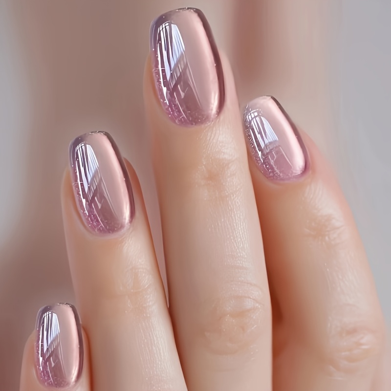 30pcs Solid Eye Detachable Luxurious Nail Tips, Red-purple Simple Nail Stickers, High-end Solid -clear Ins-style Nail Patches
