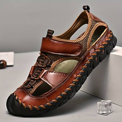 mens sandals summer fisherman closed toe sandals for men handmade breathable water sandals outdoor non slip walking shoes anti collision hiking athletic slides sandals for men