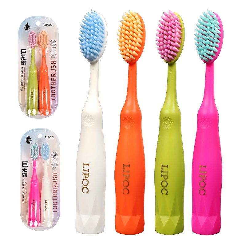 High-quality Extra-long And Wide Head Soft Bristle Toothbrush For Adults, Students, Dormitory Use, Couples' Premium Large Head Brush With Stand Function
