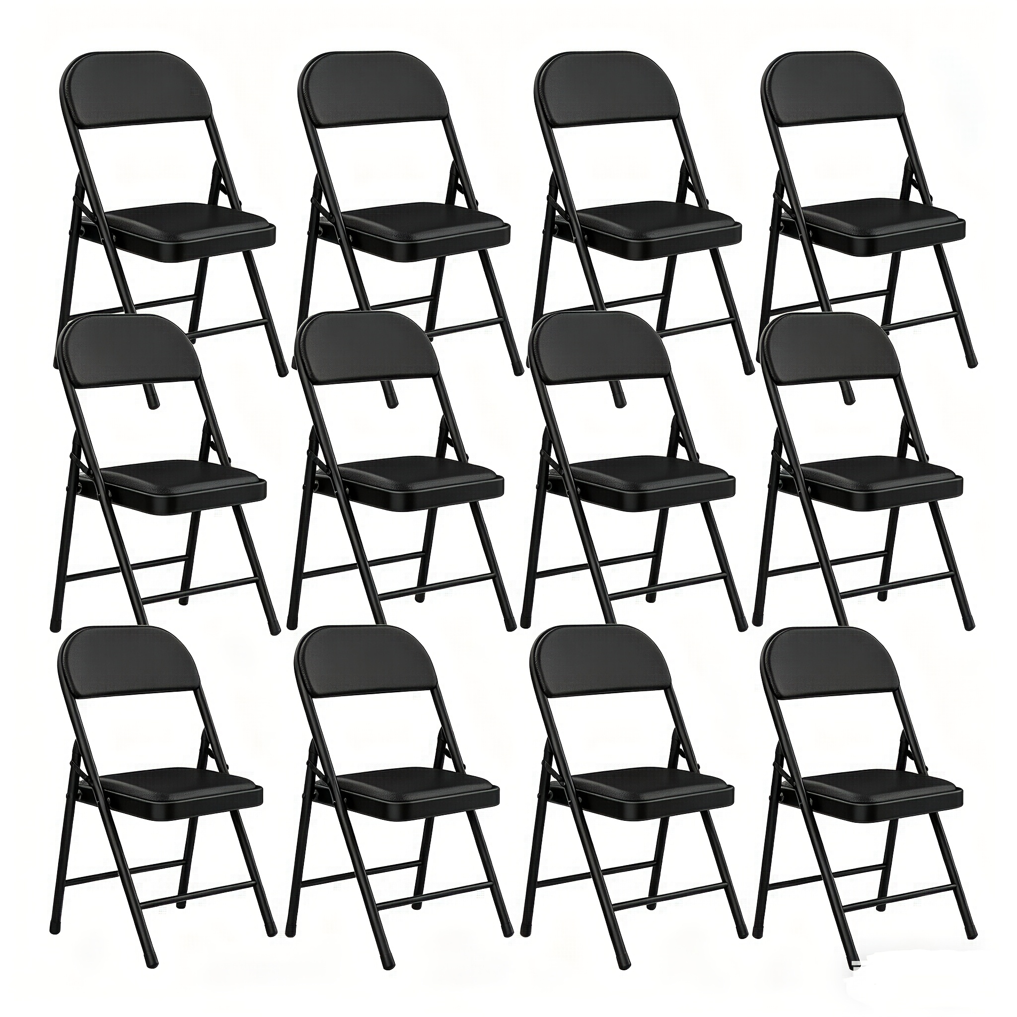 Image of 12-pack Artificial Leather Upholstered High Back Chairs - Luxurious Seating For Employee Cafeteria, Canteen & Commercial Use, Elegant Style In Black Heavy Duty ( Folding Chair Series)