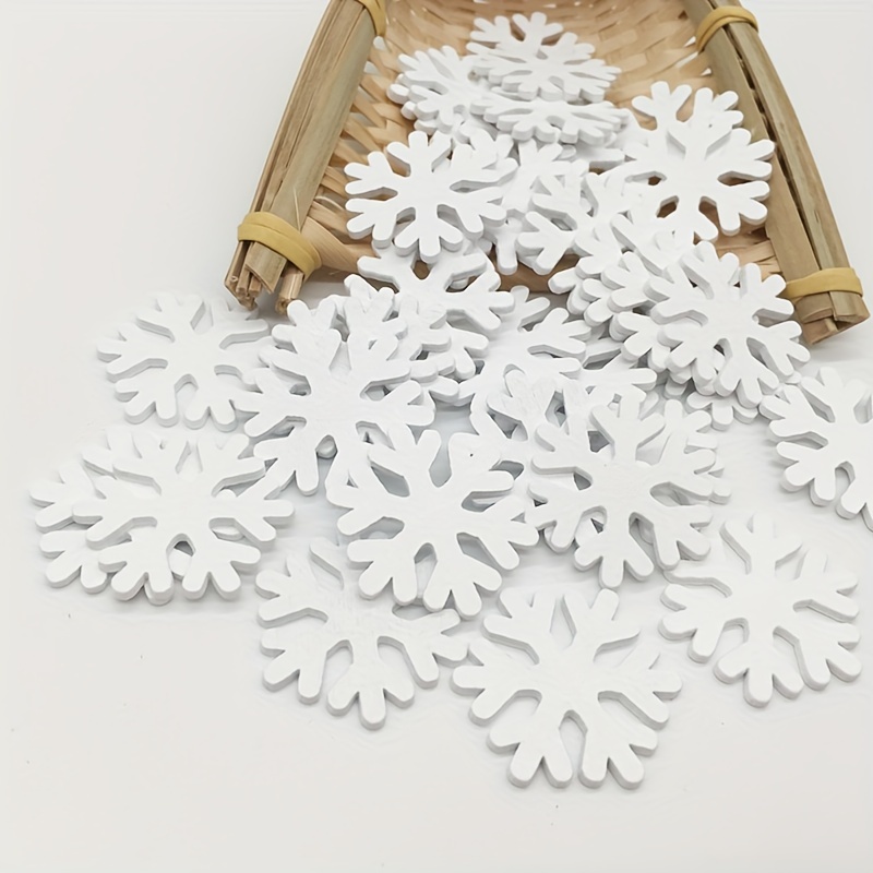 

100-pack White Wooden Snowflake Cutouts, 1.18 Inches Diy Craft Wood Shapes, Festive Hanging Ornaments For Wedding, Christmas, Birthday Party & Holiday Decoration
