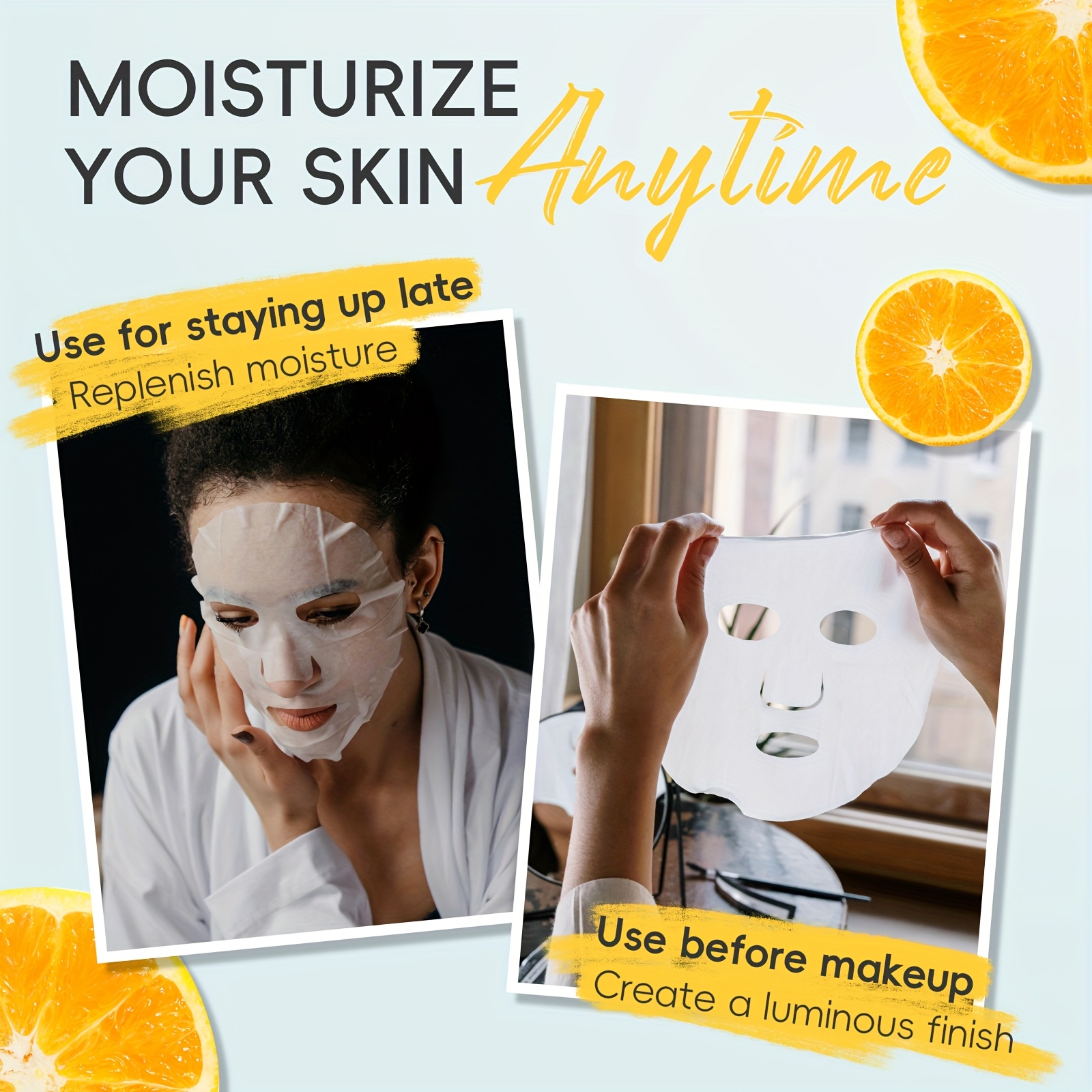 20 komada Vitamin C Sheet Face Mask - Hidratantna maska za lice za sve tipove kože, poklon za vo, Novu godinu, rođendan i Majčin dan