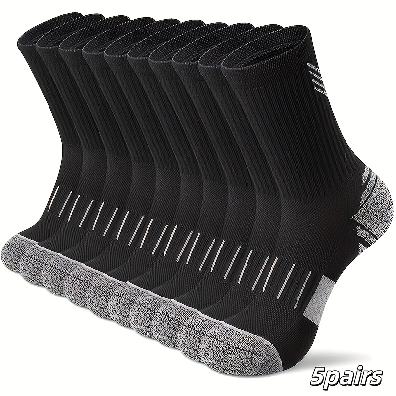 TEMU 5 Pairs Spring/autumn Style Running Socks - Lightweight, Breathable, Moisture-wicking Athletic Socks With Arch Support And Cushioned Heel,