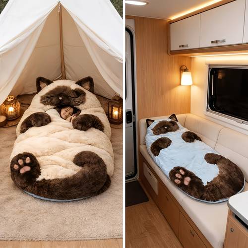 cats themed sleeping bags and blankets for children soft and fluffy warm and comfortable with paw print bedding suitable for indoor camping or outdoor use are unique gifts for cat lovers 260gsm