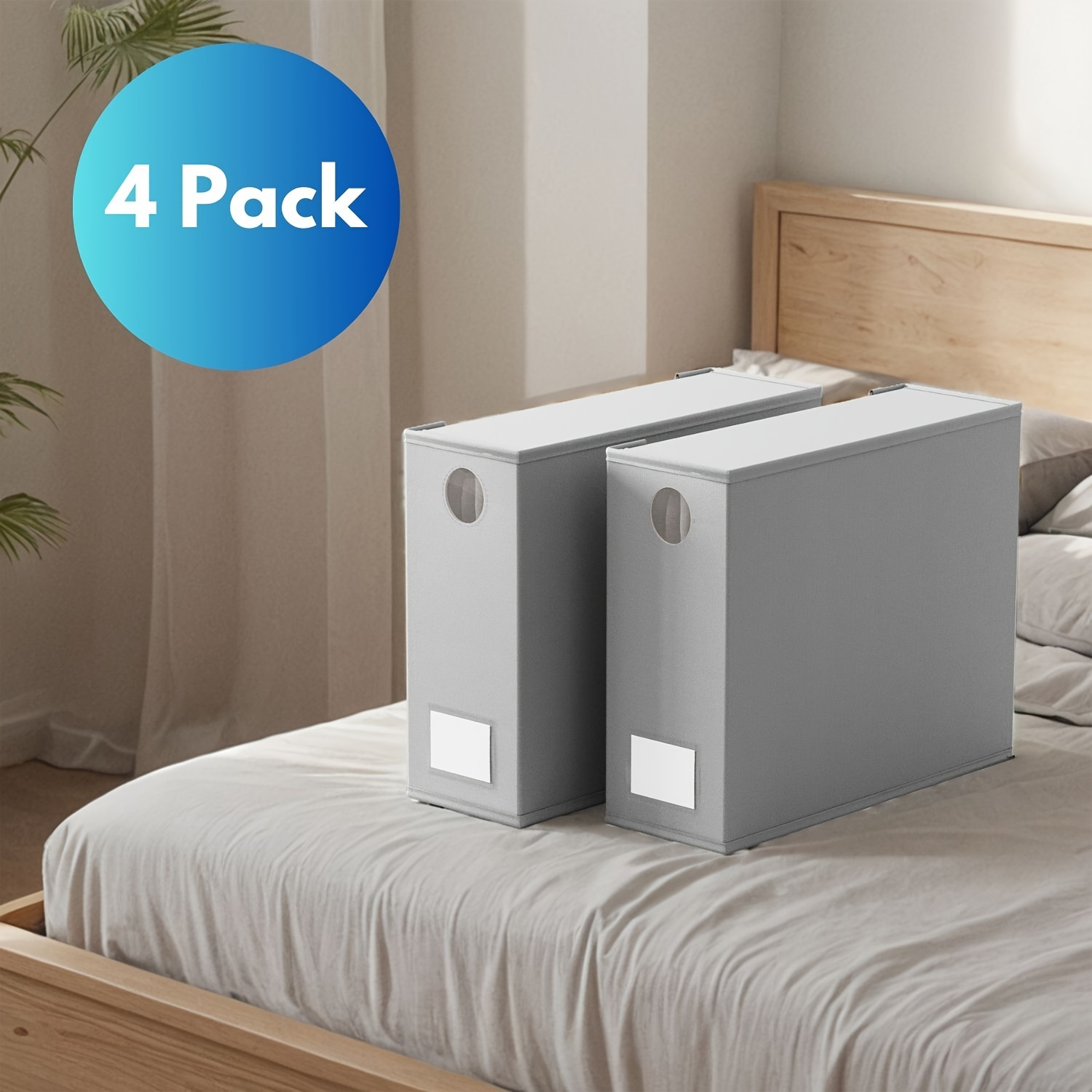 

4 Pack Bed Sheet Organizer And Storage For , Foldable Xl Container For Size Sheets, Gray