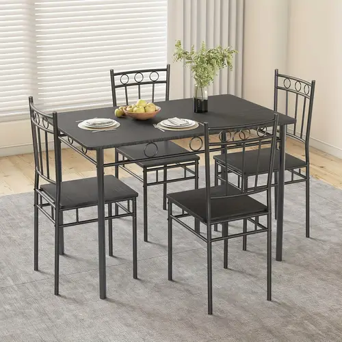 set 4 chairs the kitchen dining table is with a chair with a backrest the 5pcs rectangular kitchen dining table and chair set is suitable for small spaces apartments homes and kitchens