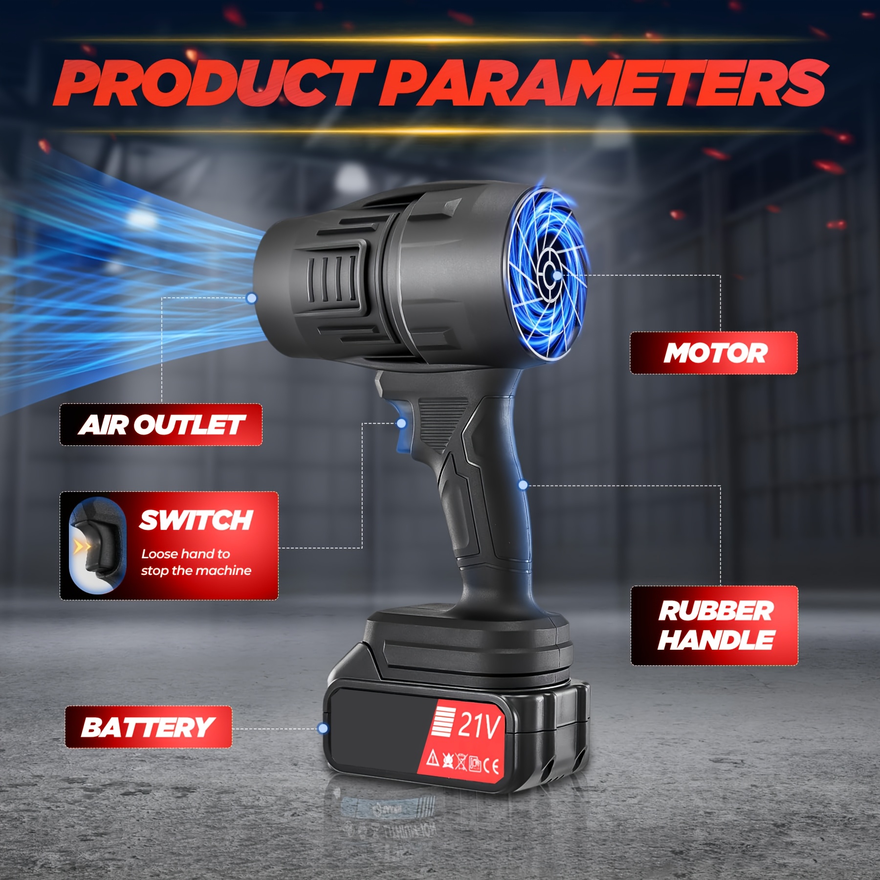 21v mini hand held electric dust remover storm blower 32000 rpm hand held wireless powerful fan car drying blower turbine fan portable outdoor defoliation dust remover lawn snow remover car cleaning dust blower birthday or holiday gift details 1