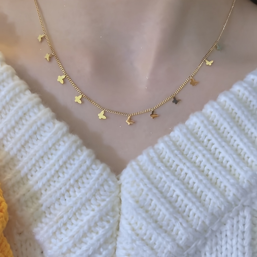 Image of An Elegant And Luxurious Stainless Steel Small Tassel Necklace Clavicle Chain Women's Valentine's Day Gift
