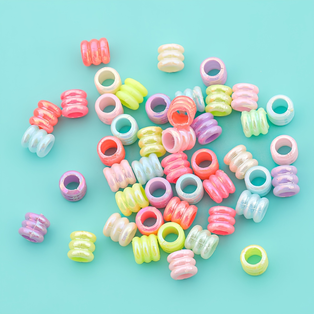 200pcs Iridescent Candy Large Hole Loose Beads for DIY Crafting