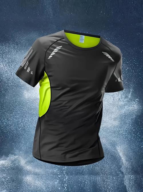 תמונת פריט חולצת טי שרוול קצר ירוקה, בגדי אימון צמודים