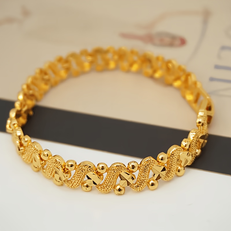 Gold-Plated Heart-Shaped Ballet-Style Bracelet, Wedding Engagement Jewelry
