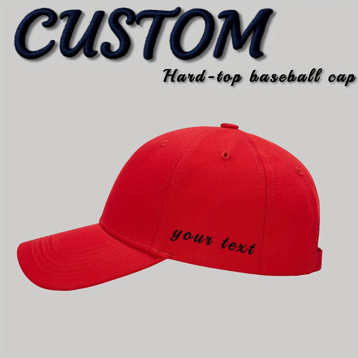 Custom Baseball Cap, Personalized Text Adjustable Hat