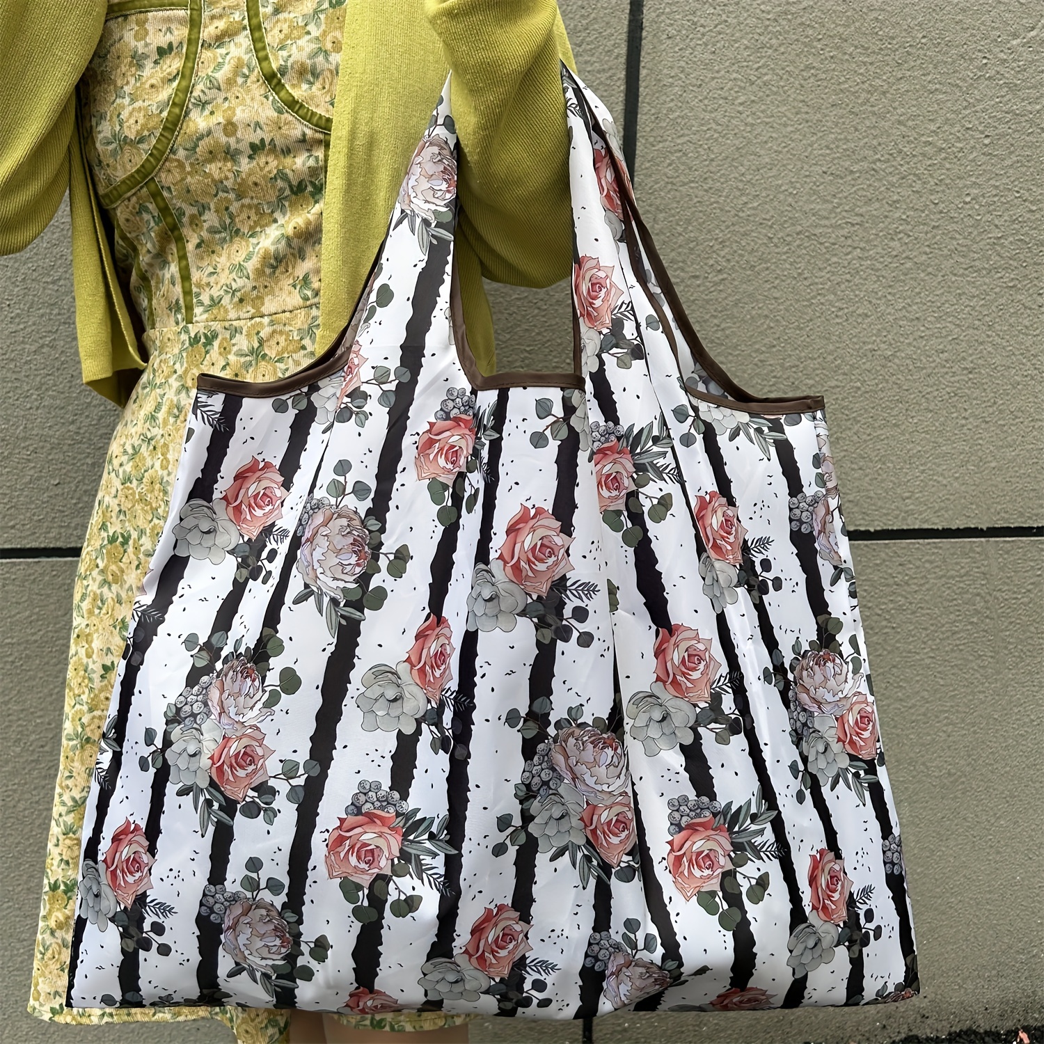 Large Capacity Portable Shopping Bag Lightweight Foldable Shopping Bag Shoulder Hand Tote Bag
