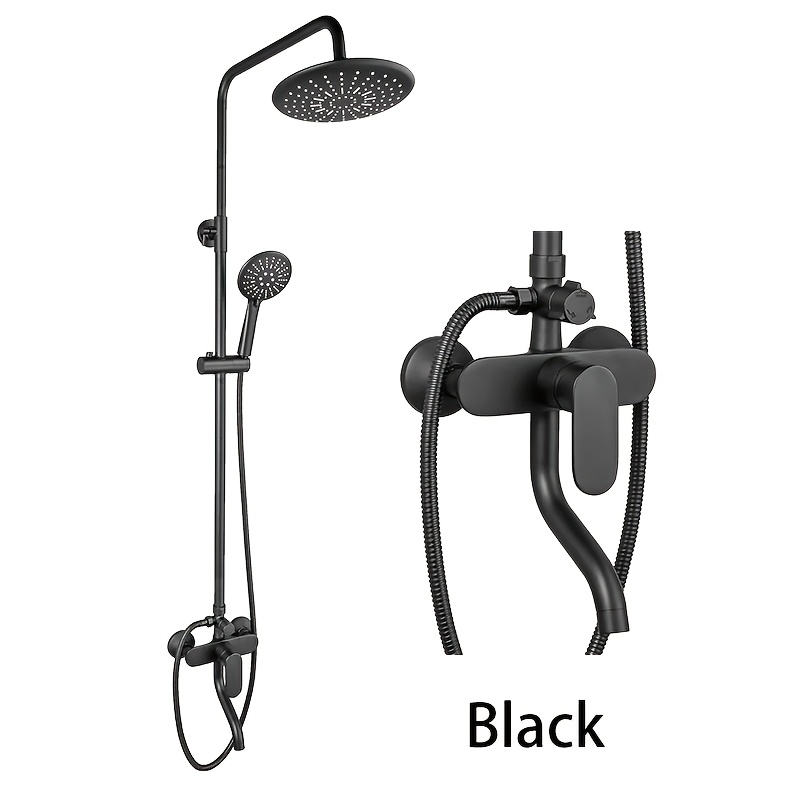 Black Shower Set with Brass Body for Bathroom Use