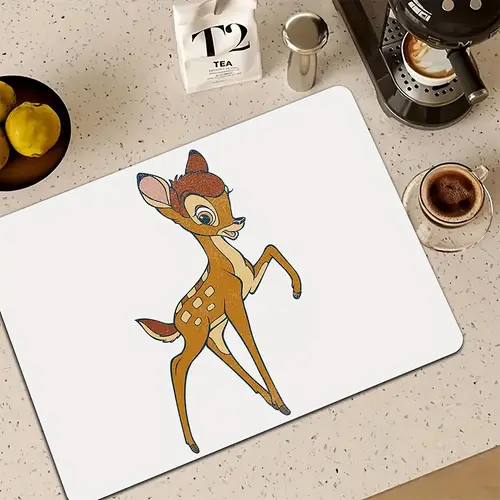 1pc Dish Drying Mat, Coffee Machine Pad with Bambi Pattern Design, Reusable Table Decor for Dining and Kitchen Use, Stylish Minimalist Gift Idea for Family and Friends