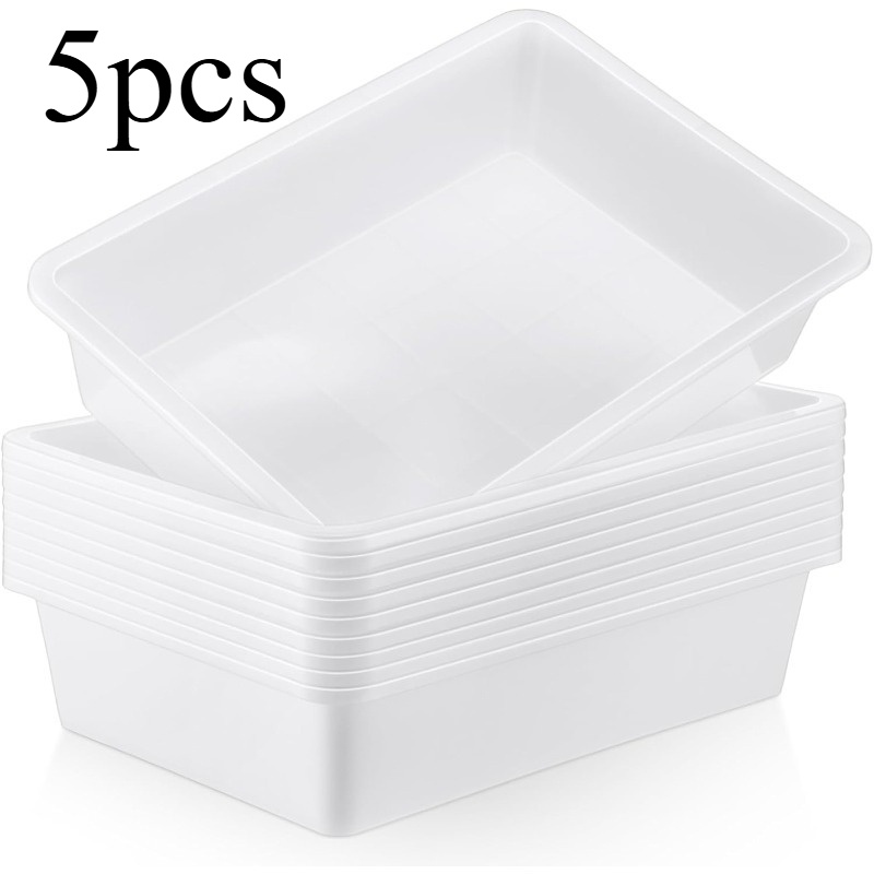TEMU Lot de 5 plateaux de rangement plats | Plateau pour papier format lettre pour salle de classe, organisateur de fichiers en plastique empilable
