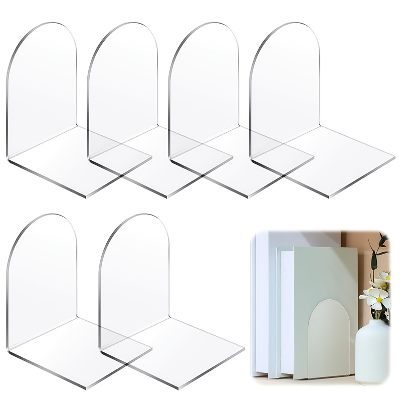 

Acrylic L-shaped Bookends - Transparent, Desk Organizer For Office, Library & Home Books Display, Book Storage Rack