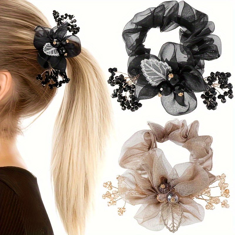 Organza Scrunchies Hair Ties Scrunchie Elastic Hair Bands For Women Girl  Ponytail Holder Hair Rope