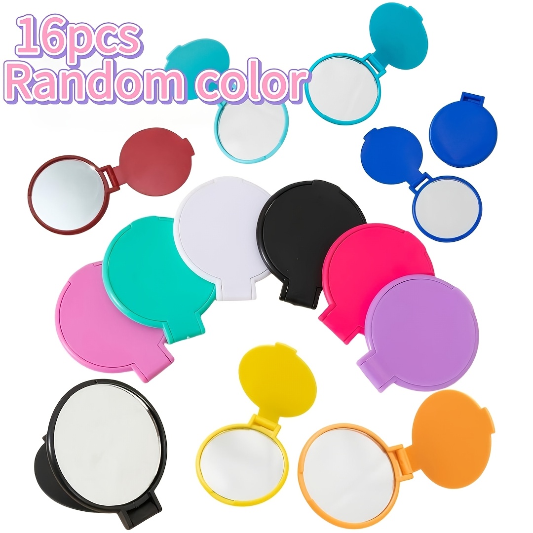 TEMU 16pcs Mini Folding Travel Makeup Mirror, Round Portable Pocket Mirror, Suitable For Women And Girls, Desktop Installation, Portable And