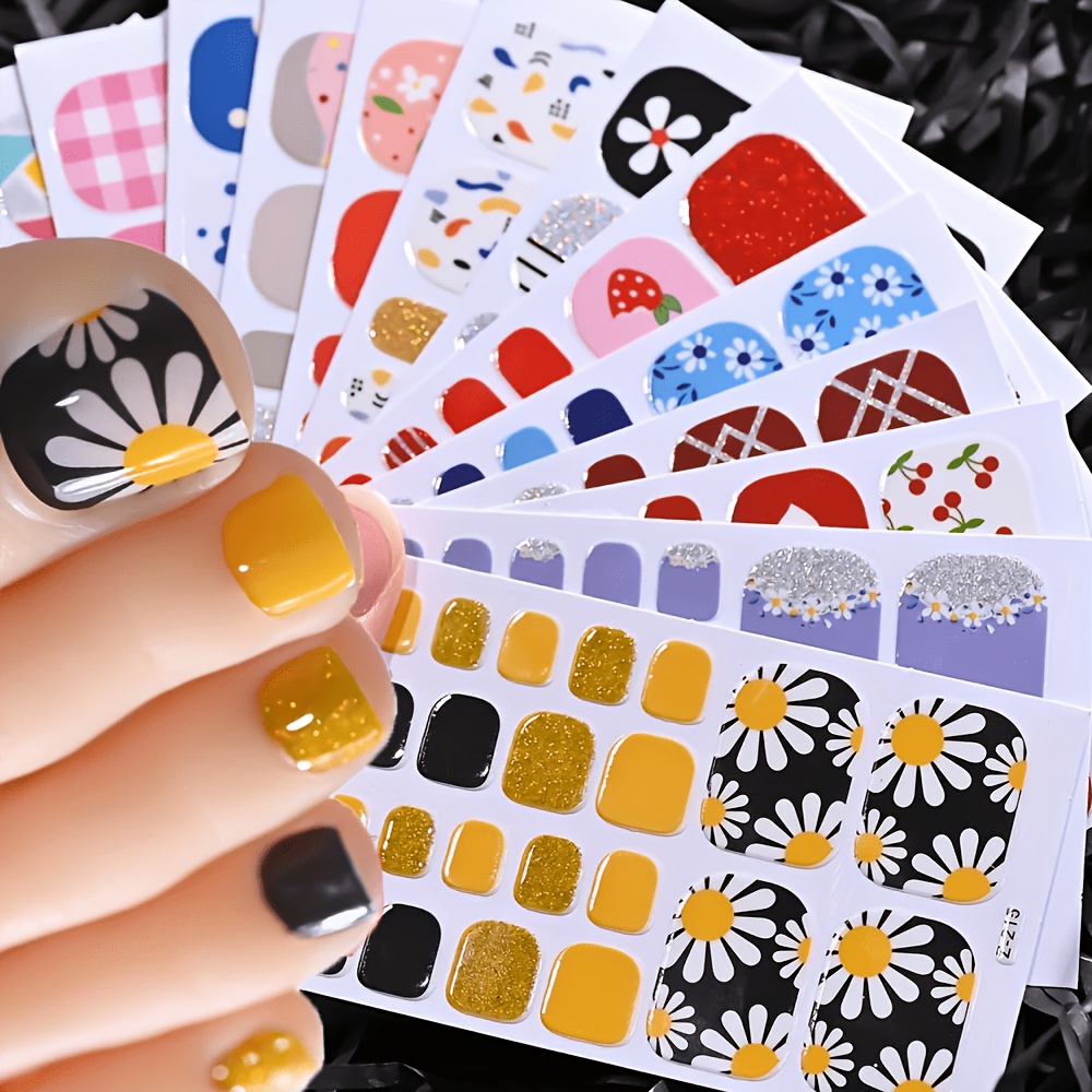 7 Random Sparkling Flower Nail Stickers, Colorful The Entire Nail Surface. Self-adhesive Nail Decals Make Nail Art Easy And Quick