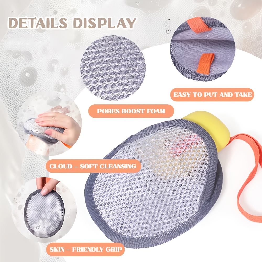 Soap Bag with Lathering Mesh, Bath Flower and Scrub Net Pouch