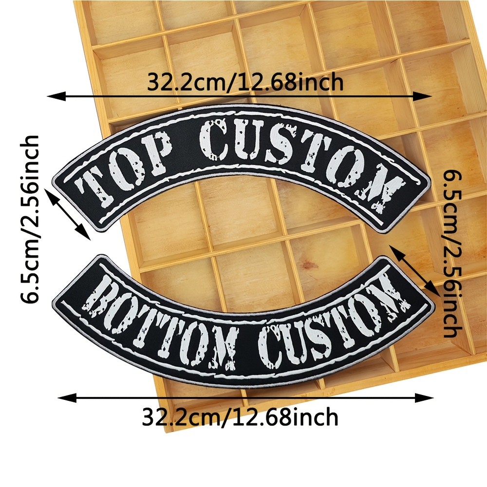 E-shop Individuelles 2-teiliges großes Cracked Font Banner besticktes Lederpanzerwesten-Patch, Reitanzug-Dekorationspatch, Bügel- oder Handnähtes