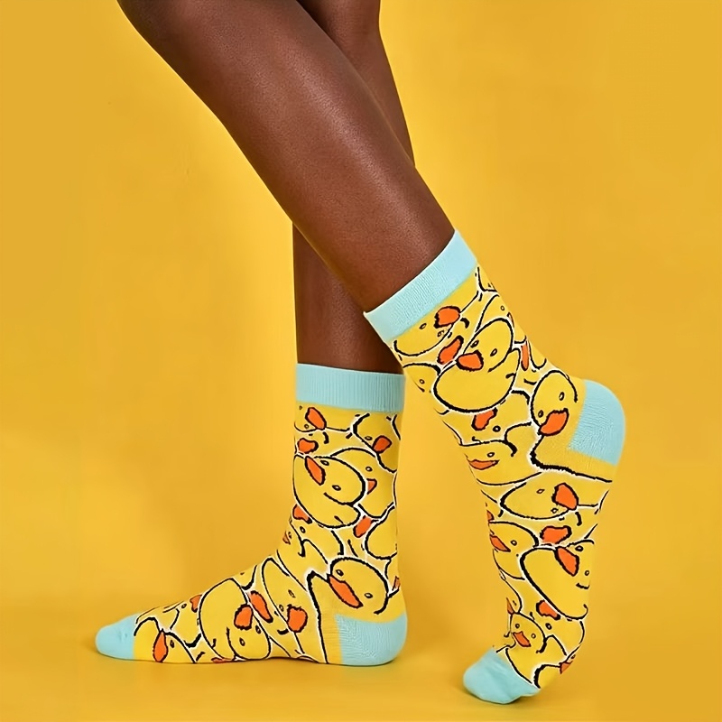 TEMU 1 Paar Entensocken für Damen mit lustigem Tiermotiv-Design, bestehend aus Entengesicht Entenkörper-Muster, geeignet für Partykostüme, Wadenhohe