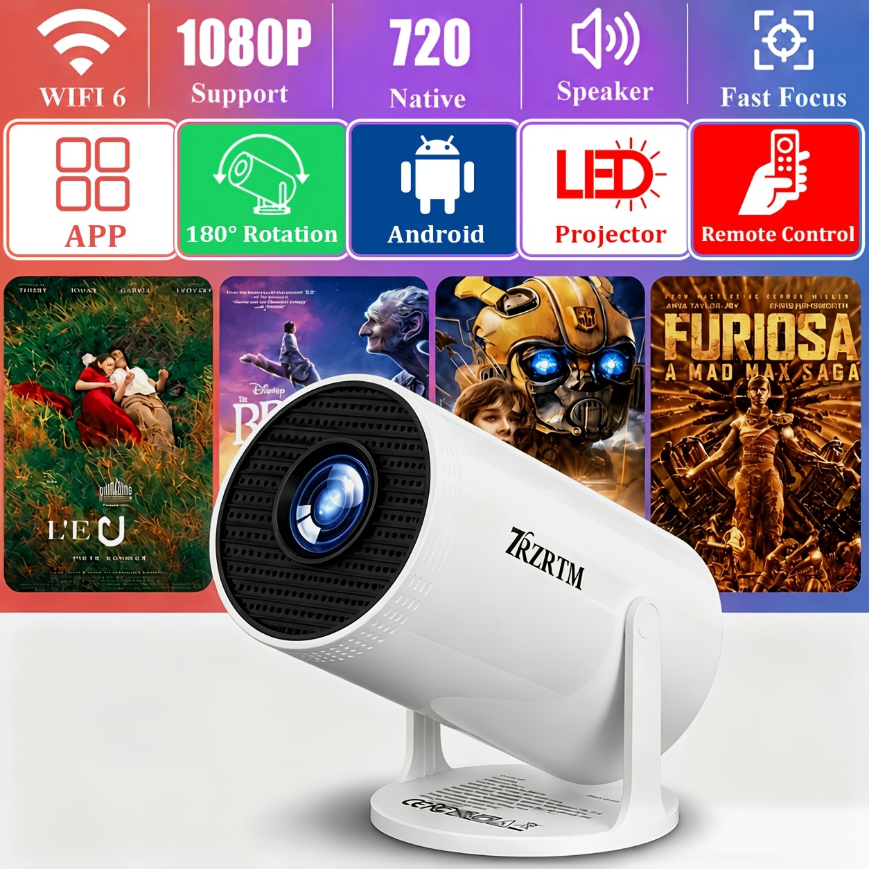 Temu – TEMU Smart Portable Projector, Wireless/support1080p/native 720p, Party/birthday/holiday Gift, Hd Video Projector, Smart Office Projector, Smart Home