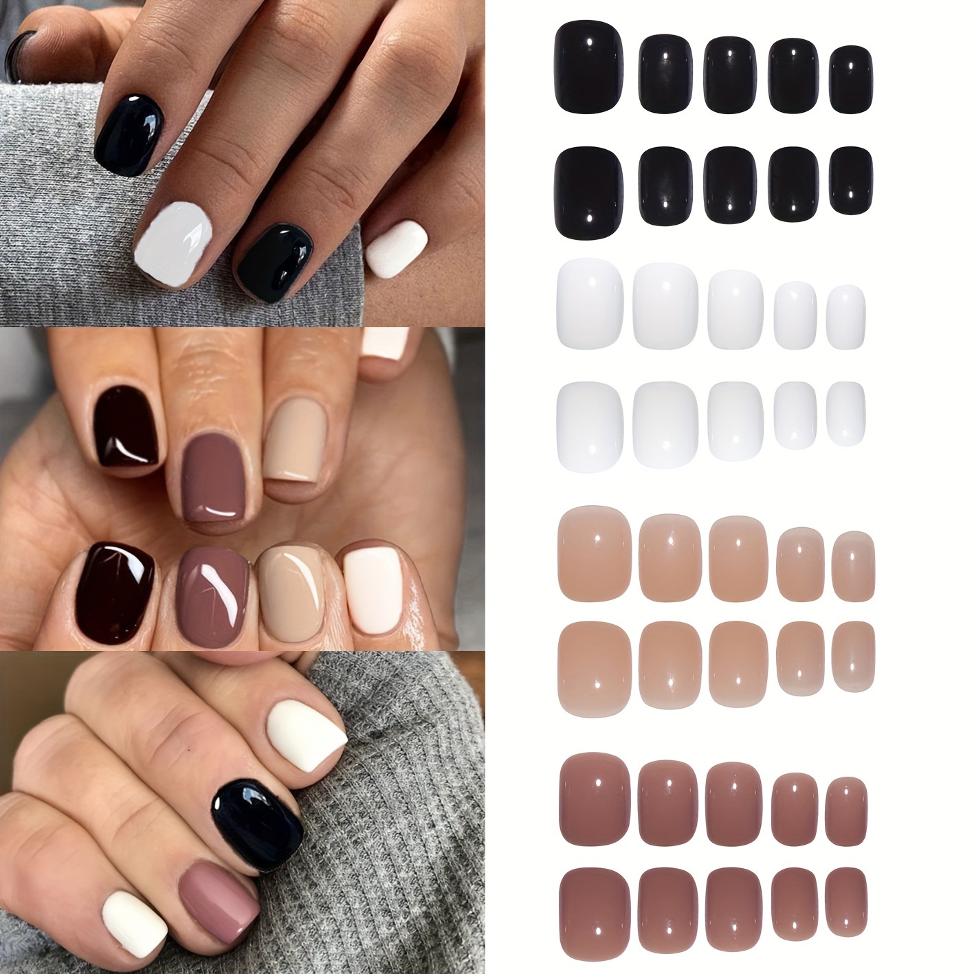 

Un ensemble (96pcs), courts et circulaires , de couleur unie, avec plusieurs méthodes d'association. des ongles est pour un et des spéciales