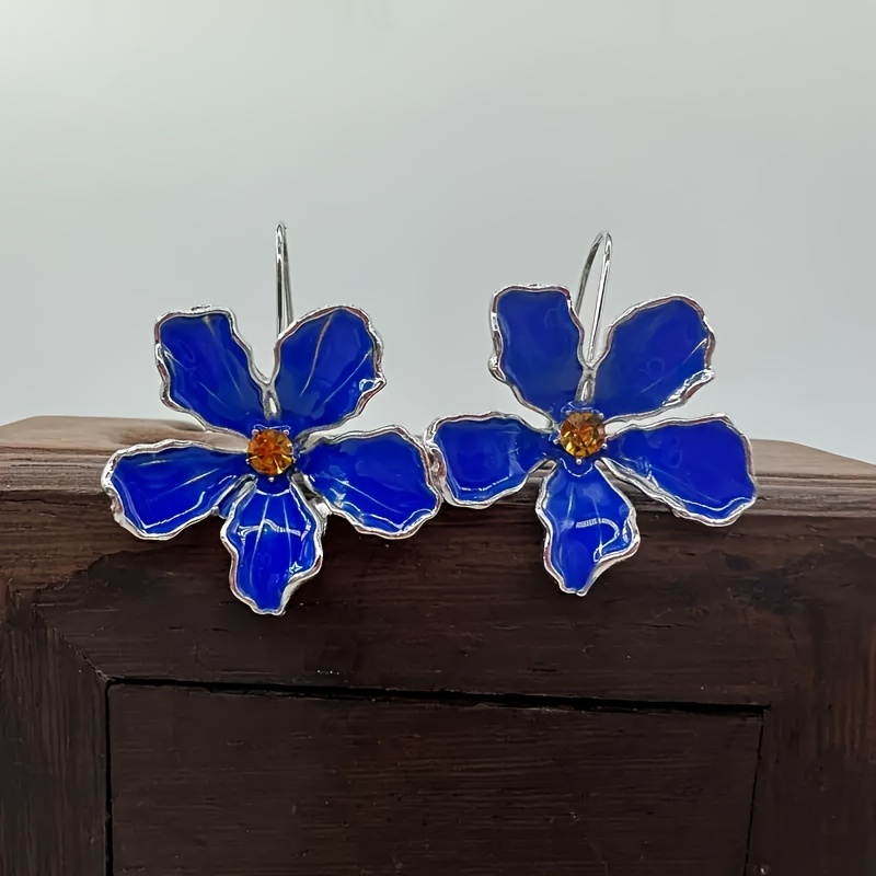 TEMU Enamel Dangle Ears Bohemianvacation Style Silver Plated Jewelry Trend Female Gift