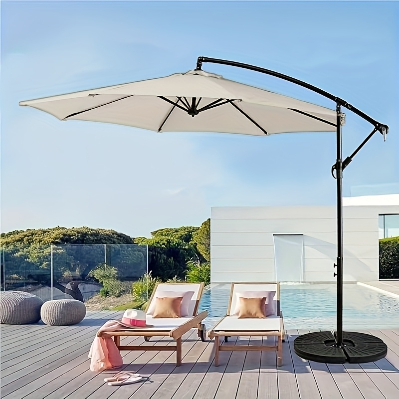 TEMU 10ft Patio Outdoor Umbrella, Offset Patio Umbrella Cantilever Umbrella Hanging Pool Umbrella With Crank For Backyard, Deck, Pool (no Base)