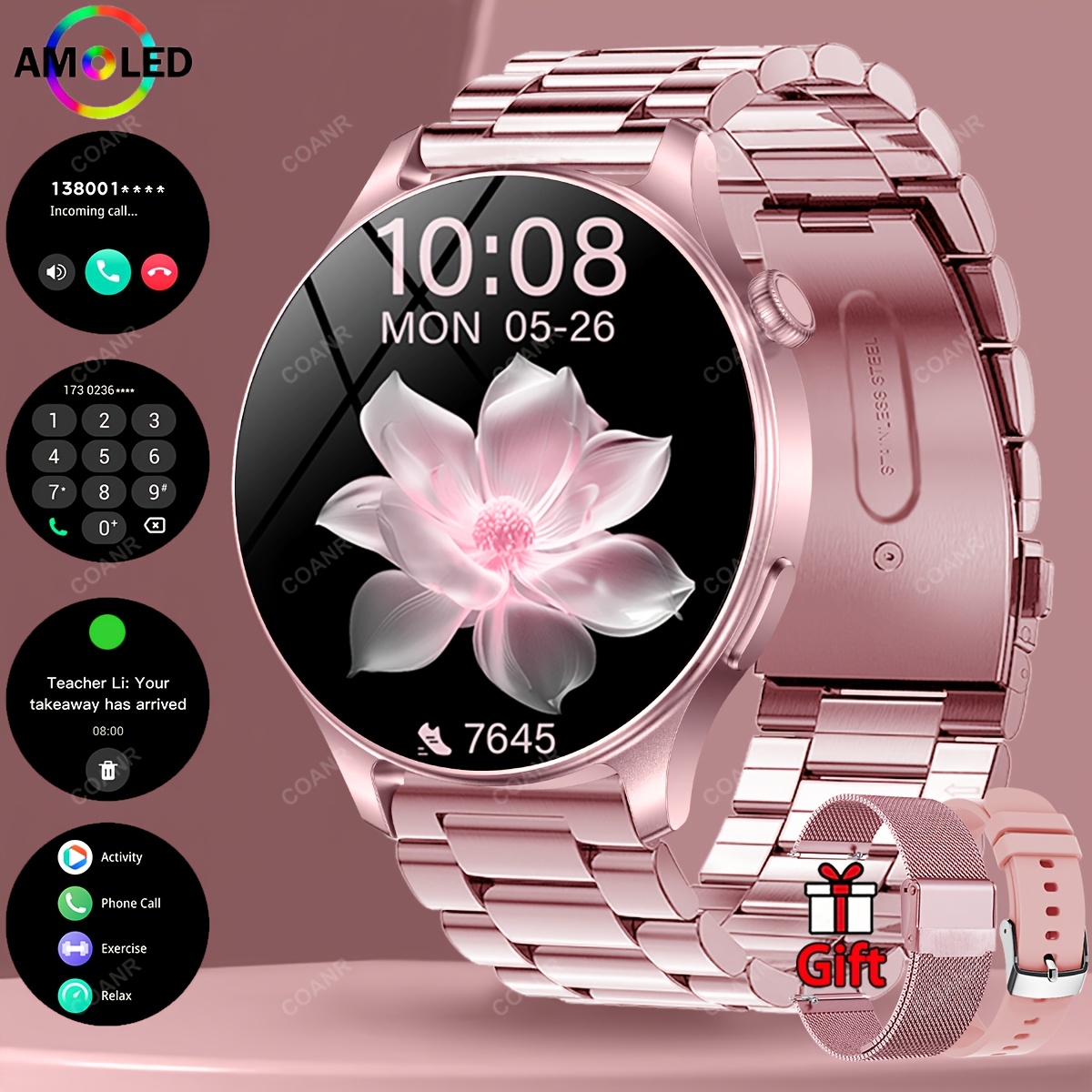Temu – TEMU 2026 New Smart Watch 1.53-inch Amoled Color Screen, Wireless Calling/, Sms Reminder, 100 Smartwatches For Fitness Tracking, For Ios And Mobile