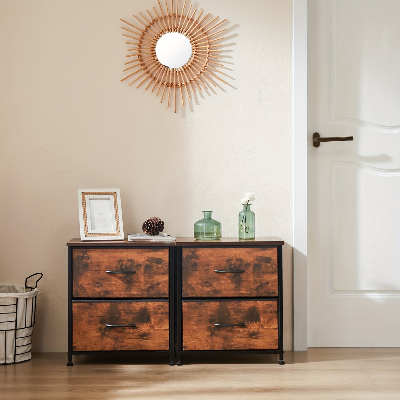 dresser night table Narrow Dresser Nightstand With Led Charging Station main image 0