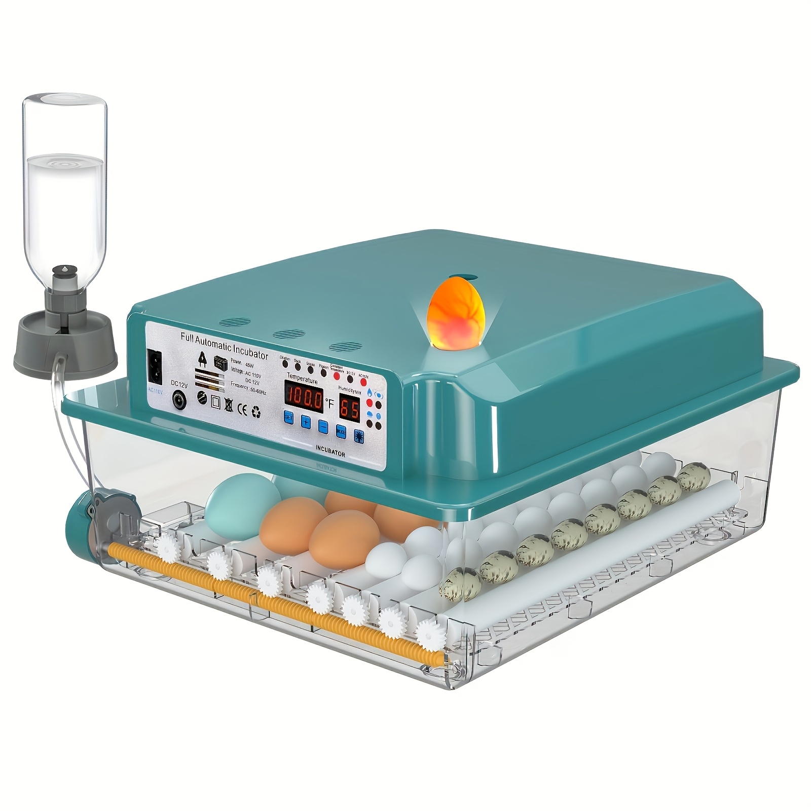 

1pc Automatic Egg Incubator - 36 Chicken, Duck & Quail Eggs At With Led Light, Digital Temperature Control & Humidity Display, Easy-, & Gift