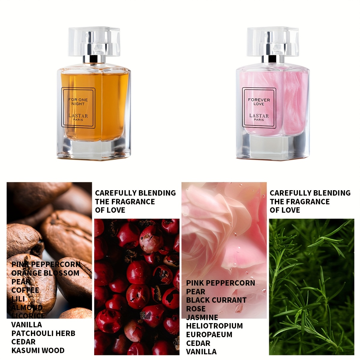 Poklon kutija ženski parfem u spreju, 2 bočice s različitim mirisima, dizajn staklene bočice, jednostavno i elegantno, svjež i dugotrajan miris, nježno i elegantno, prikladno za razne prilike, za vašu partnericu, osobnu upotrebu, Dan majki, ukupno 100 ml