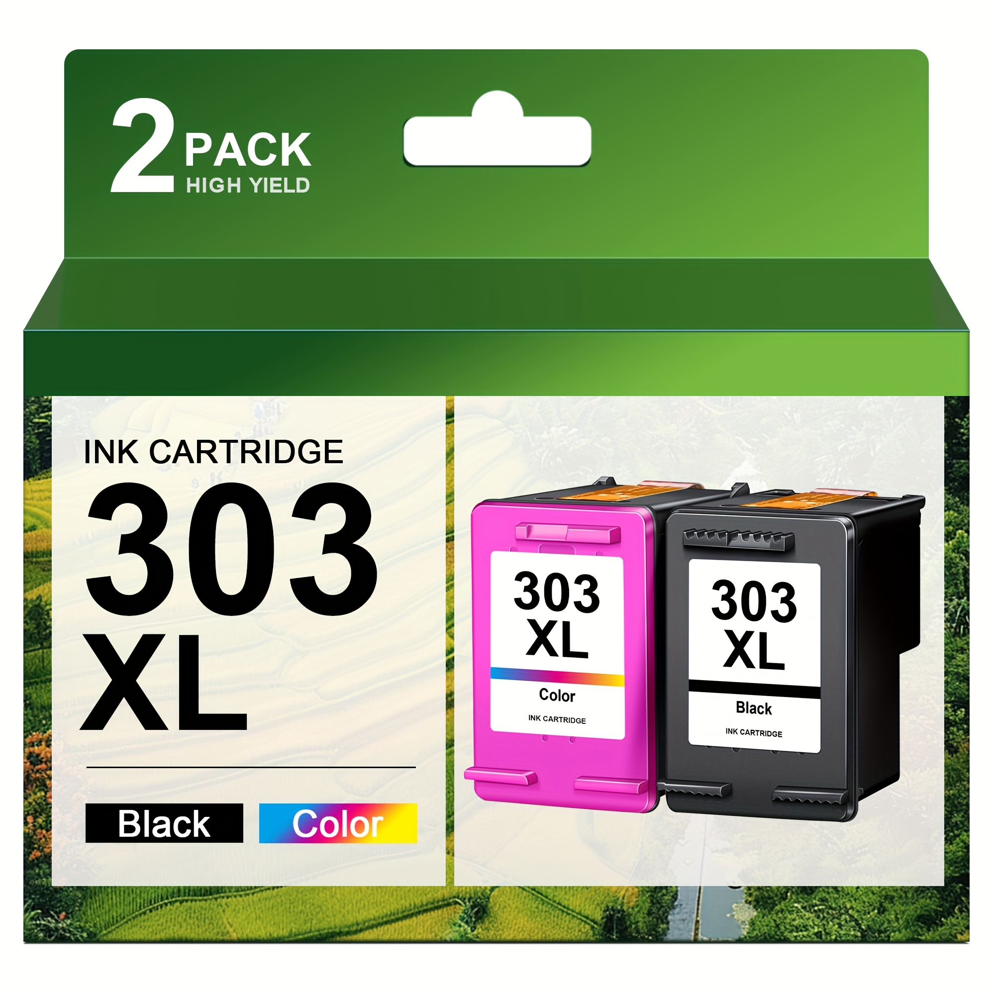 Image of 303xl Ink Cartridges Remanufactured For 303 Xl For Photo 6220 6222 7130 7132 6230 7120 7822 7855 7858 7864, Black Color - 2pcs