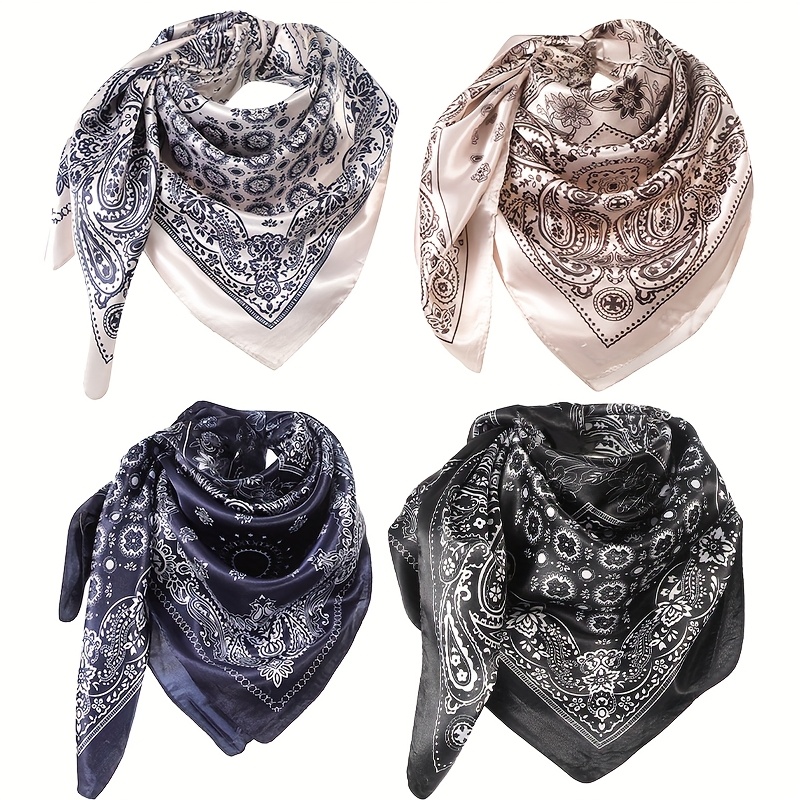 4pcs mens large western style scarf vintage floral print Temu