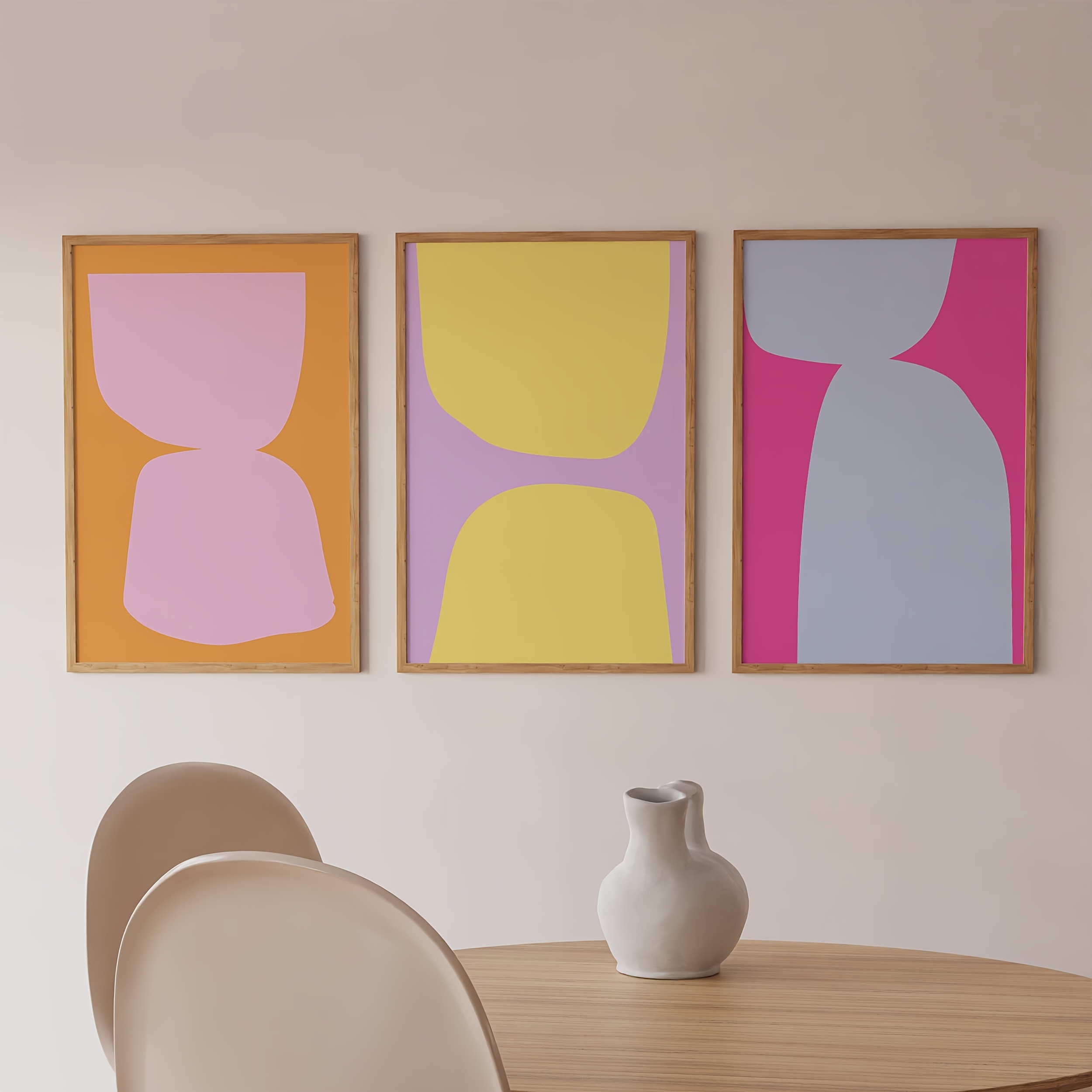 TEMU 2d Flat, 2d Flat, 3pcs Frameless Canvas Poster, Modern Art, Geometric Abstract Colorful Art Poster Print, Wall Art Canvas Painting, Bedroom