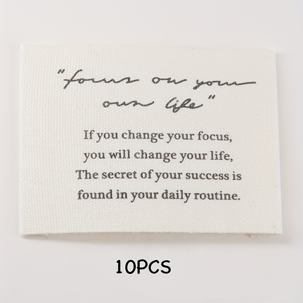 TEMU 10pcs Text Printed Cloth Tags Craft Labels Used For Clothing Hats Bags Packaging Decoration Sewing Supplies Patches Stickers