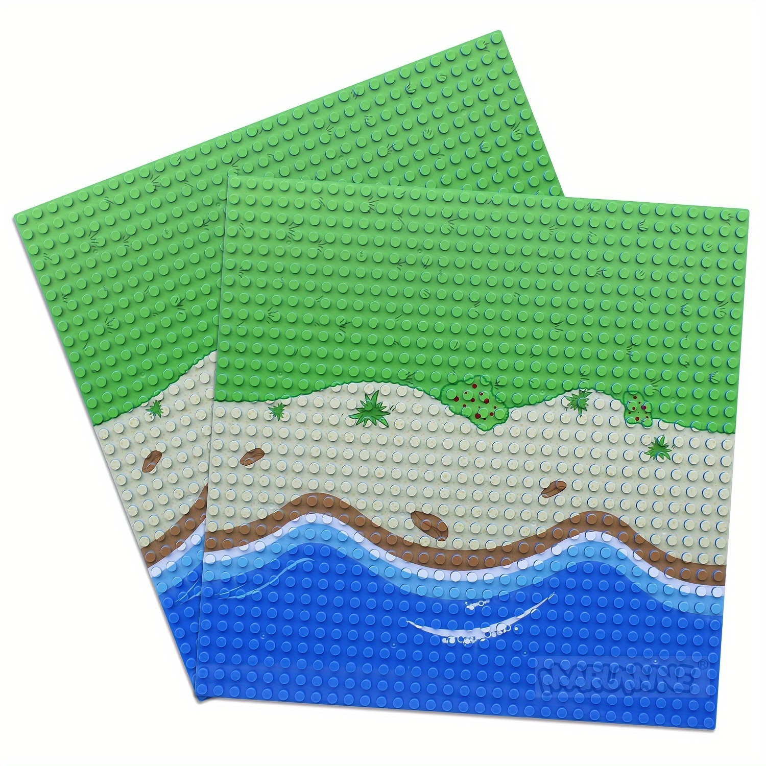 2pcs Baseplate Building Blocks with River Grassland Ocean Pattern