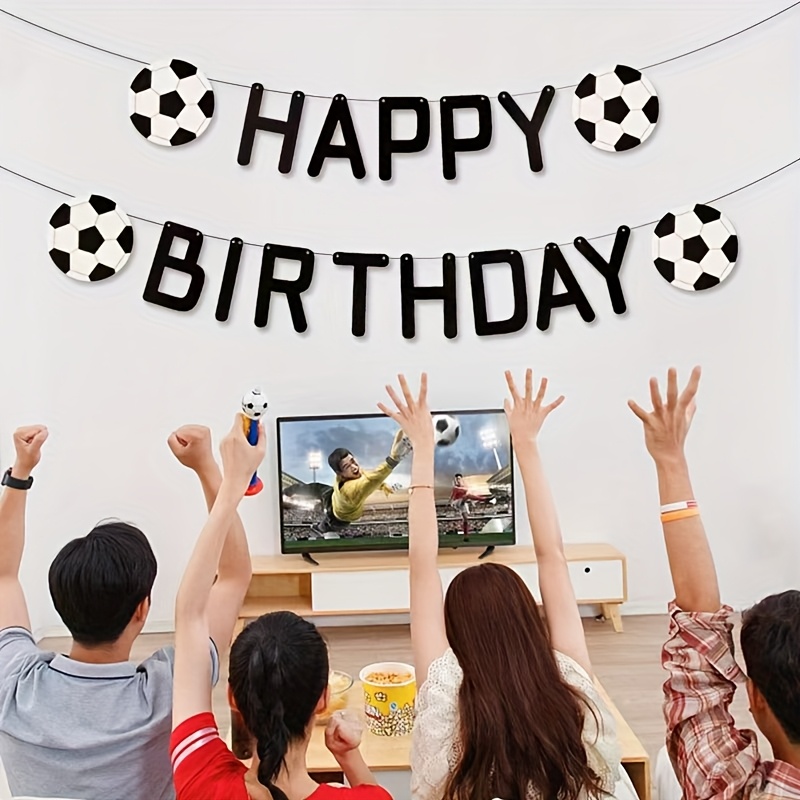 Image of 1pc Sports Enthusiast Happy Birthday Banner, Happy Birthday Football Theme Background Wall Decoration