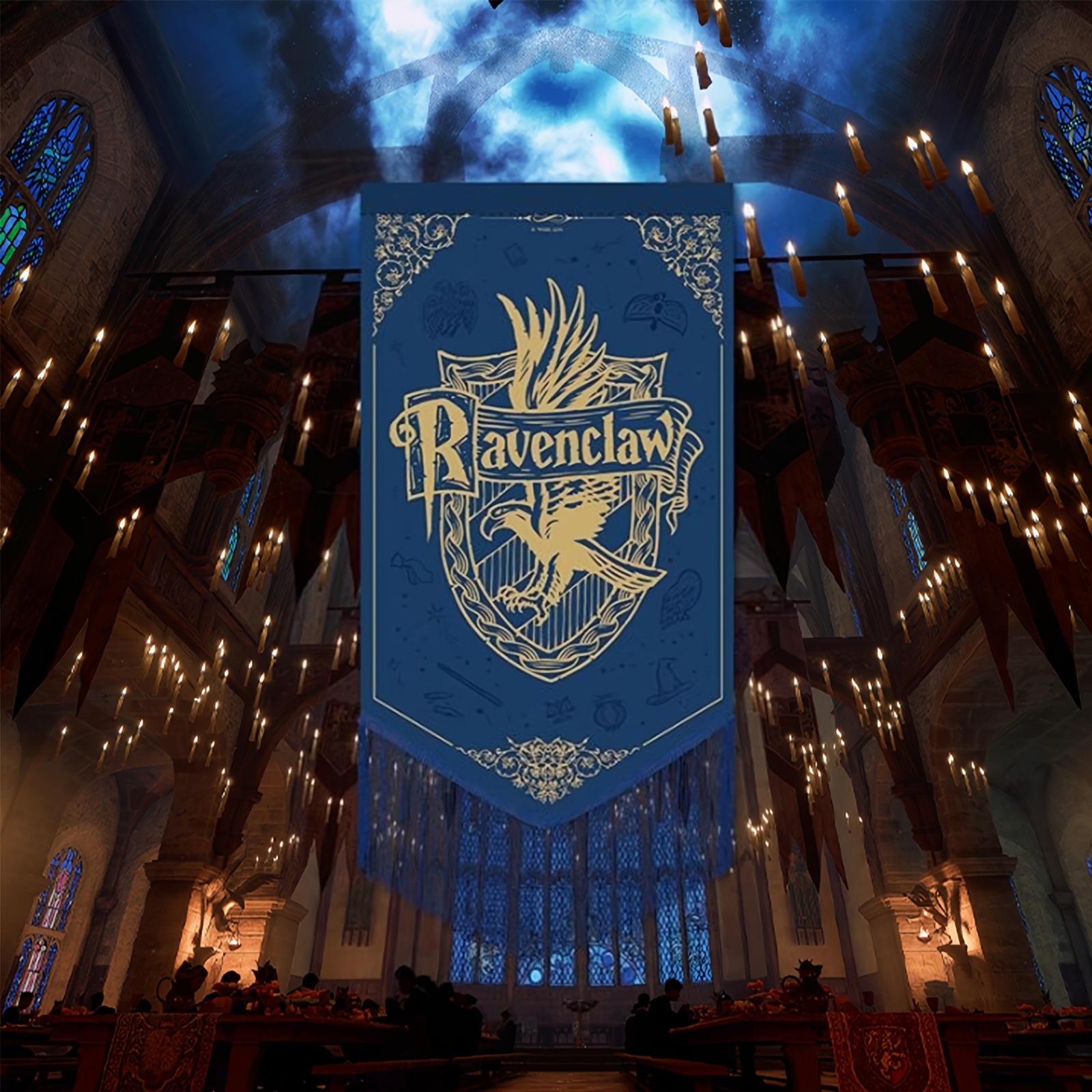 TEMU Vintage Hanging Flags - Banners (, Slytherin, Ravenclaw, Hufflepuff) With Vibrant Colors & Intricate Designs - Durable Indoor/outdoor Decor For