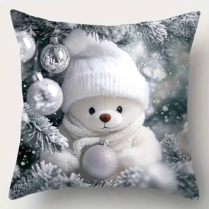 

A Set Of 4 Christmas - , Washable, , 17.72" - , Snowman And , Suitable For Sofa Decoration -