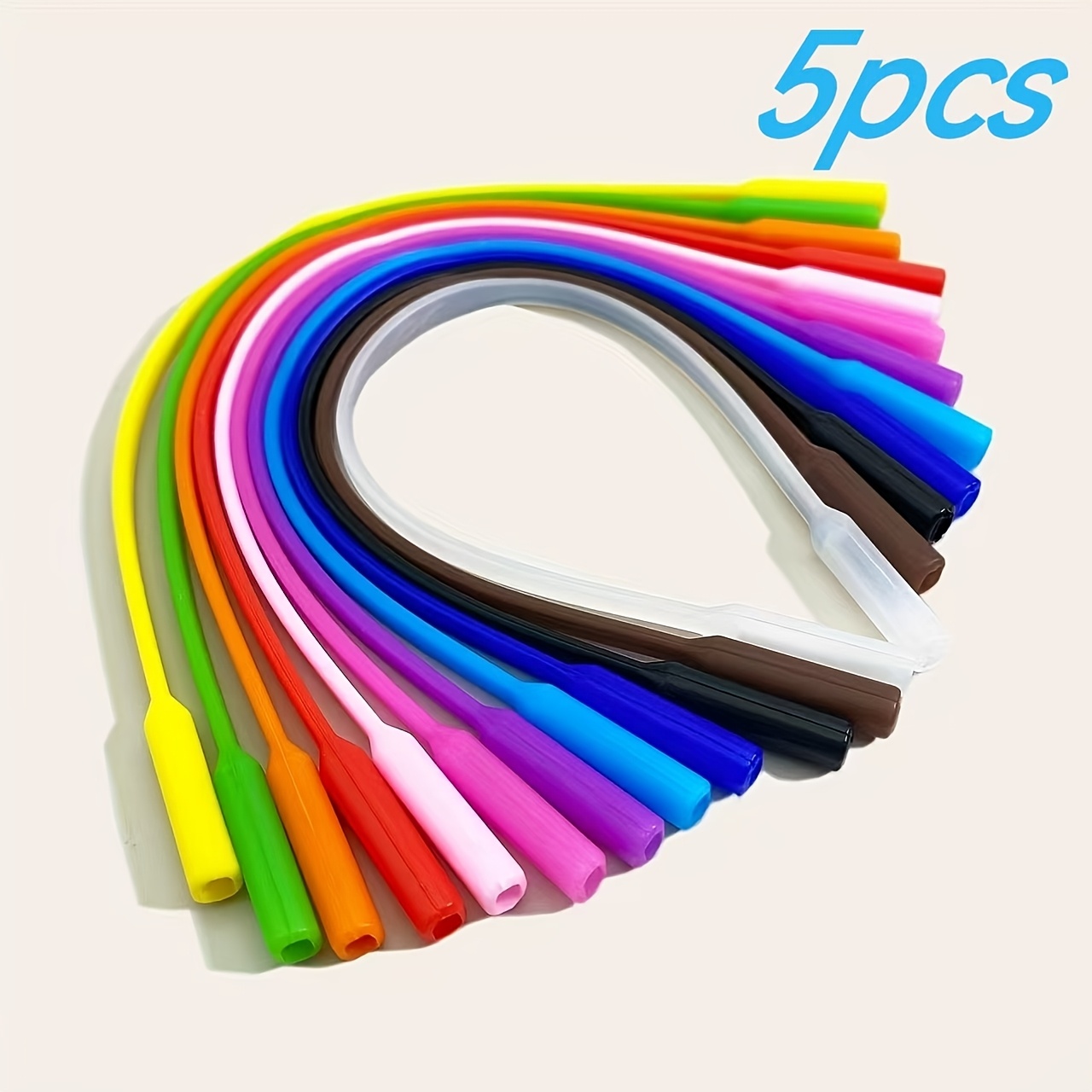 TEMU Lot de 5 attaches de lunettes en silicone de 8,86 pouces, couleurs assorties, antidérapantes, anti-chute, légères et confortables pour les