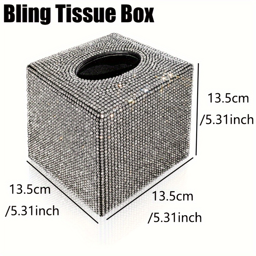 1 piece cute car tissue box bling   paper holder sparkling crystal paper storage box decorative tissue   for cars offices kitchens and household use girl holiday gifts Product details 0