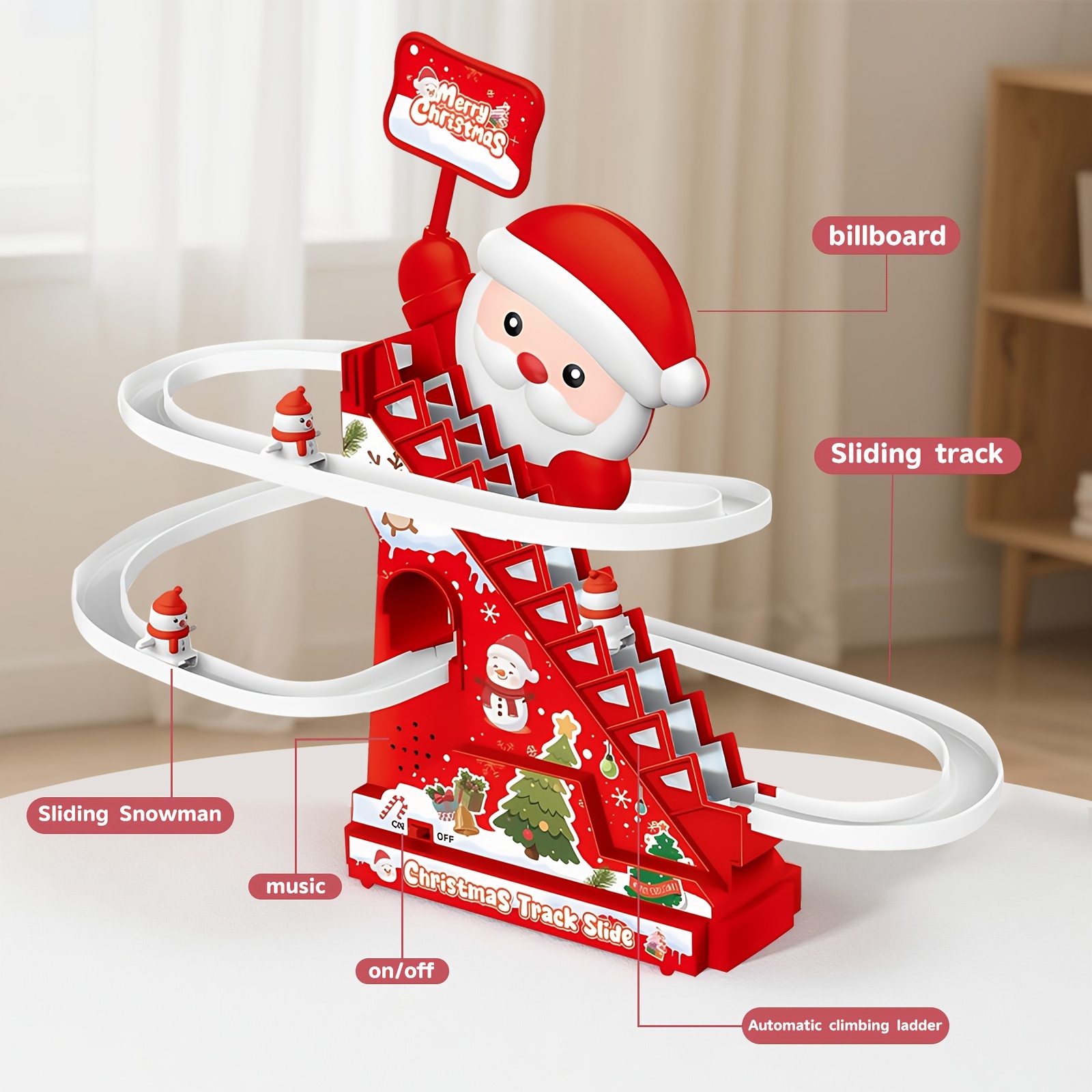 Elektrischer Weihnachtsmann Kletter-Spielzeug – Mit Licht & Musik, Achterbahn